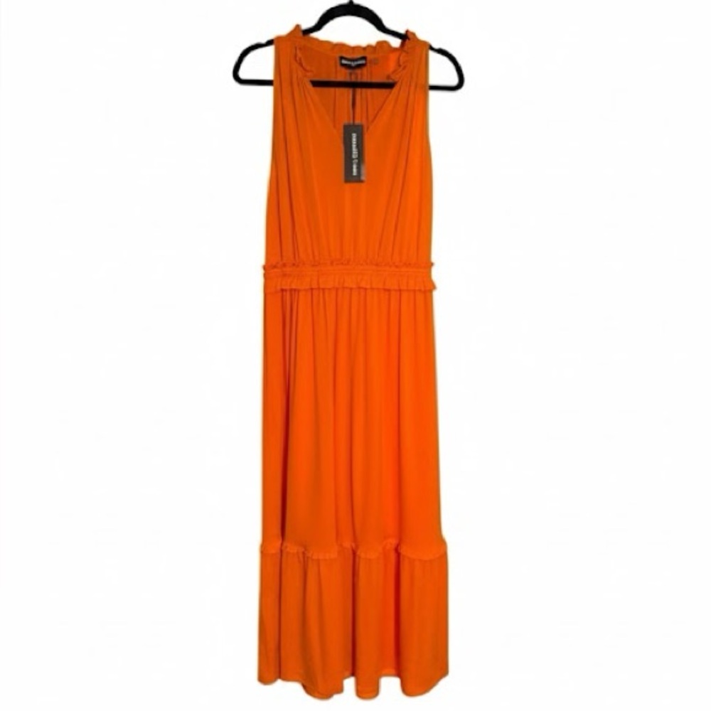 Karl Lagerfeld Paris Orange Sleeveless Tiered Maxi Dress Women’s XL NWT